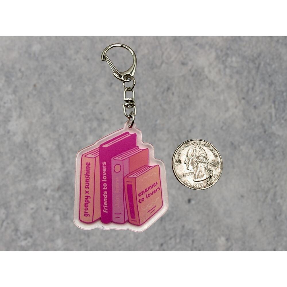 ⭐PICK 3/$15 Book Trope Stack Acrylic Keychain, BookTok Reader Gift - Picture 3 of 5